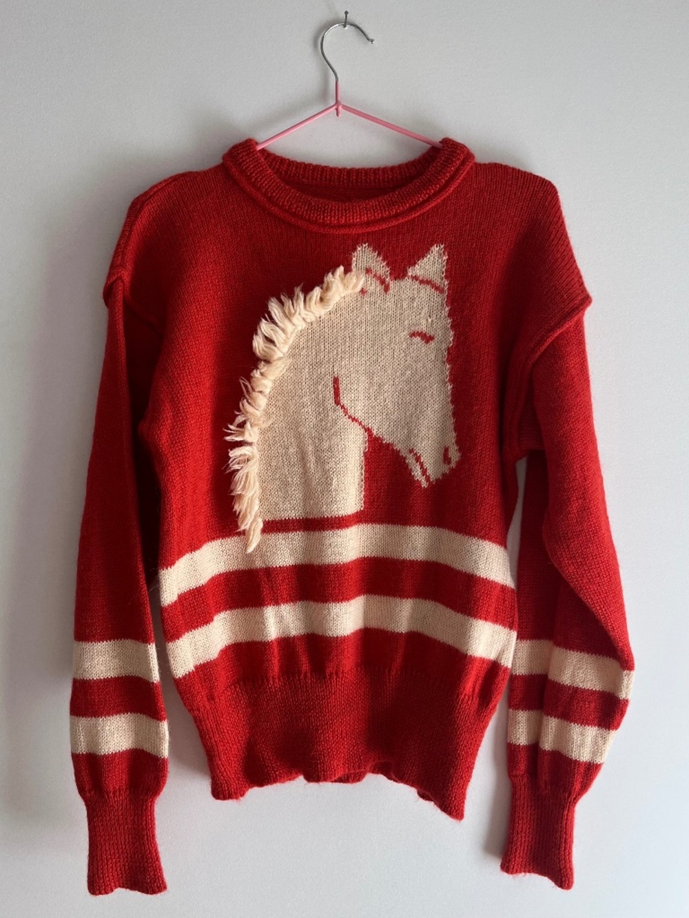 Vintage one-of-a-kind hand knit pony sweater